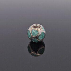 Pandora 925 Sterling Silver Blue Teal Hearts Bead Charm